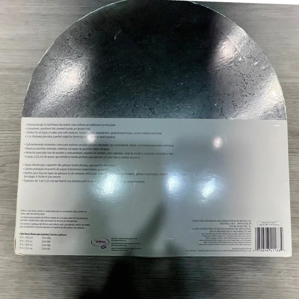 Wilton 12 inch Round Cake‎ Bases 2 Pack Foil Covered Baking Supplies